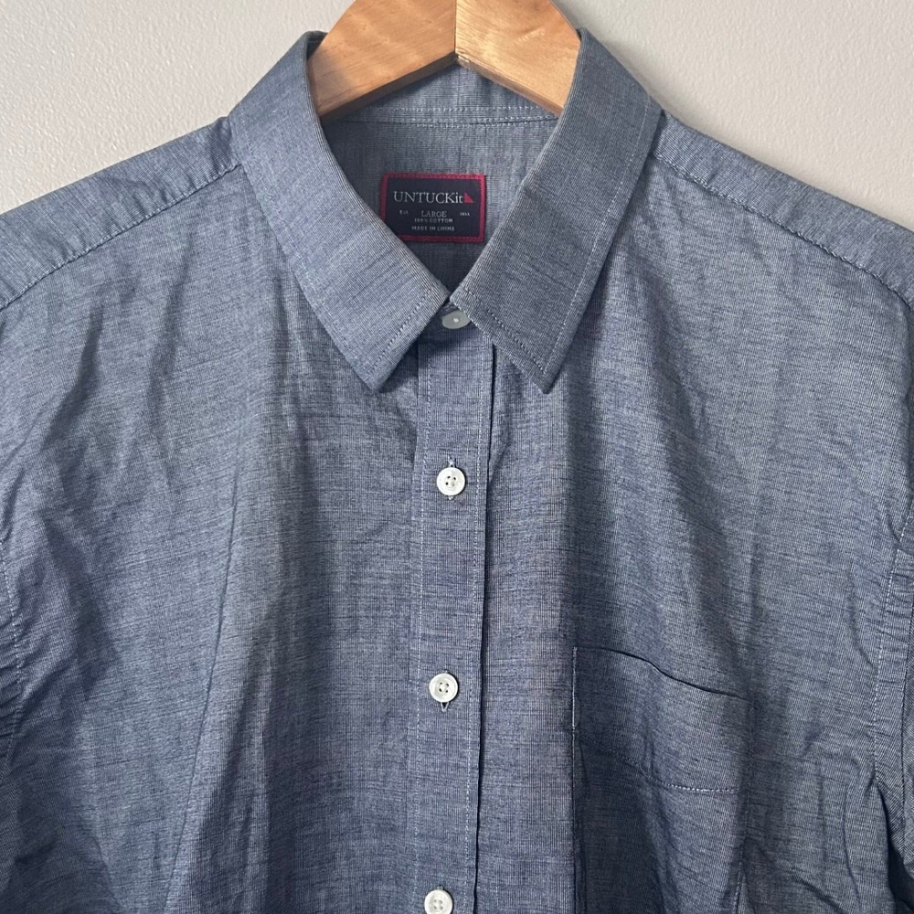 UNTUCKit Shirt Mens L Blue Cotton Button Down Long Sleeve Casual Office Preppy